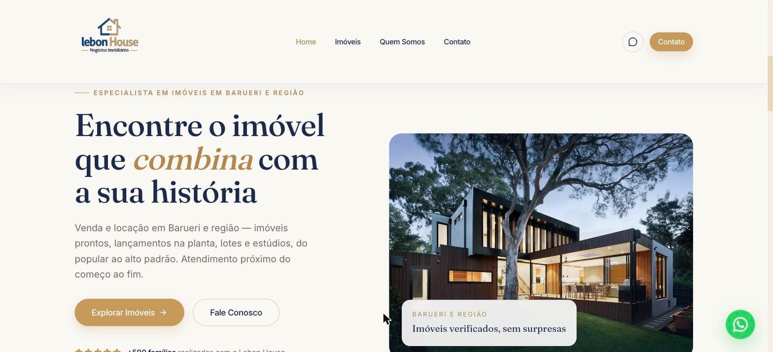 Home da Lebon House: 'Encontre o imóvel que combina com a sua história', com foto de casa de alto padrão